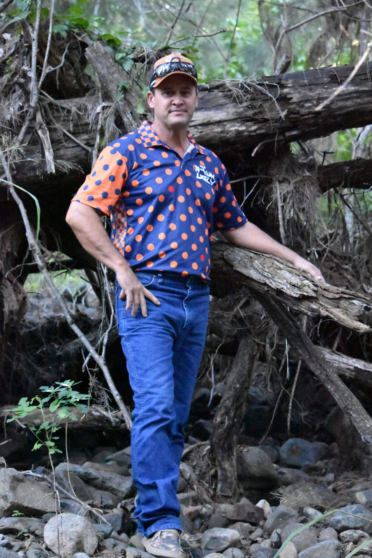 Orange & Navy Spotted Polo Shirt