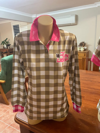 Gingham Long Sleeve Polo