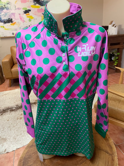 Gingham Long Sleeve Polo
