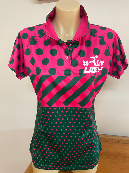 Pink and Green Polka Dot Polo