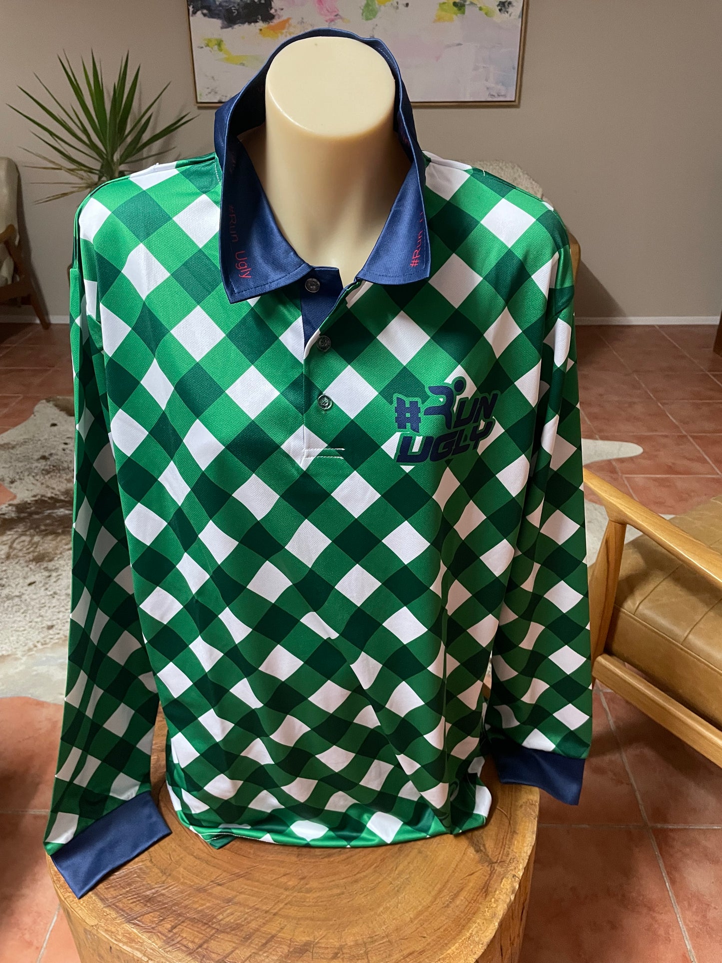 Gingham Long Sleeve Polo