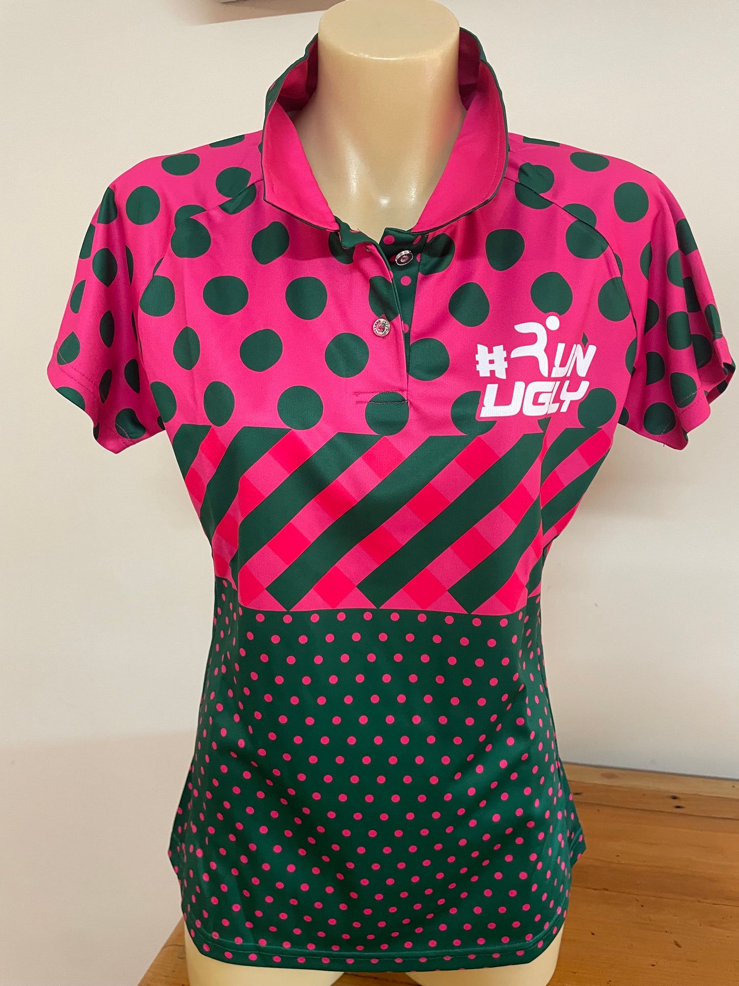 Pink and Green Polka Dot Polo